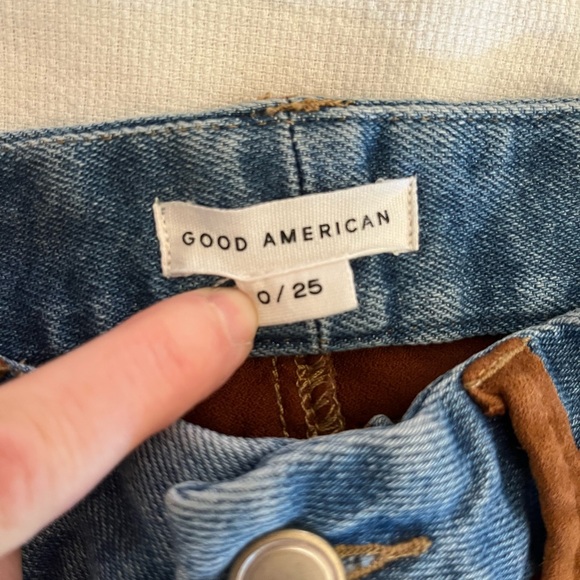 Good American Icon Suede Mixing Jeans 26-29W 30L Cowboy Country Rodeo Vibes - Picture 4 of 14